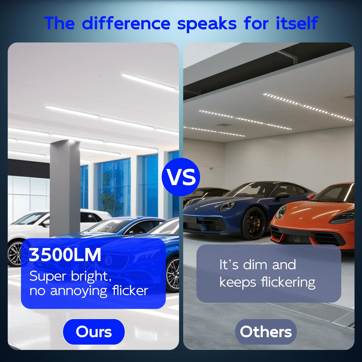 Hykolity 30W 2ft LED shop light emits 6500K cool white for task clarity.