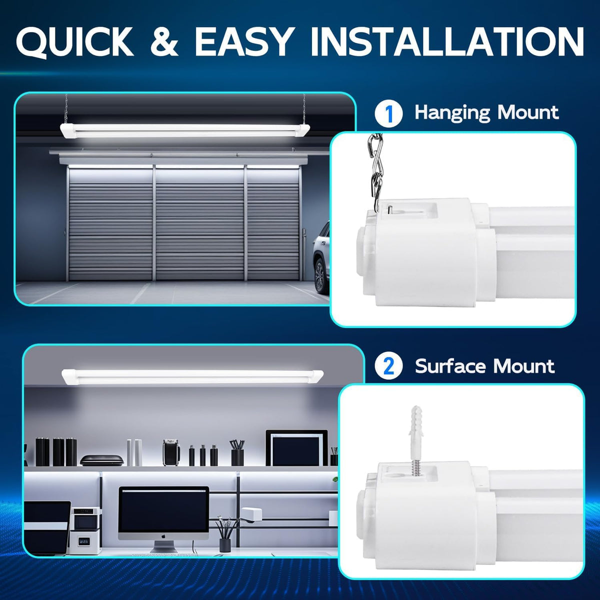 Hykolity 4ft shop light with 59-inch cord and on/off switch