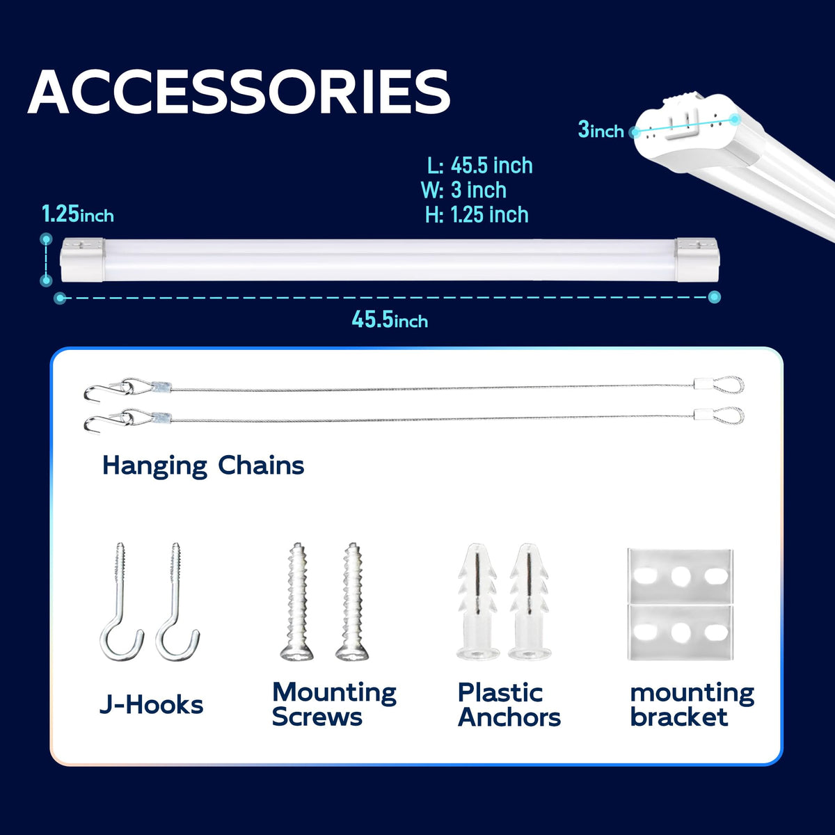 Hykolity 4ft LED shop light ceiling mount shown in use for flush mounting