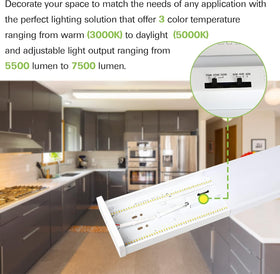 Hykolity 4ft LED wraparound color temperature selector offers 3000K–5000K flexibility for mood lighting.