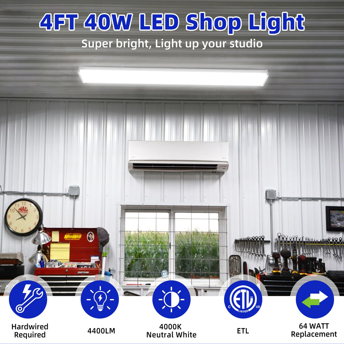 Hykolity 4ft LED wraparound light diffuser delivering smooth, glare-free lighting.
