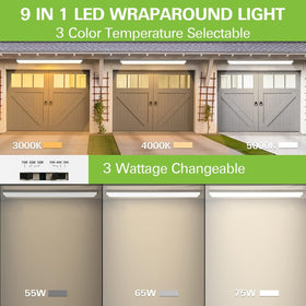 Hykolity 4ft LED wraparound wattage switch demonstrates 55/65/75W options for adaptable brightness.