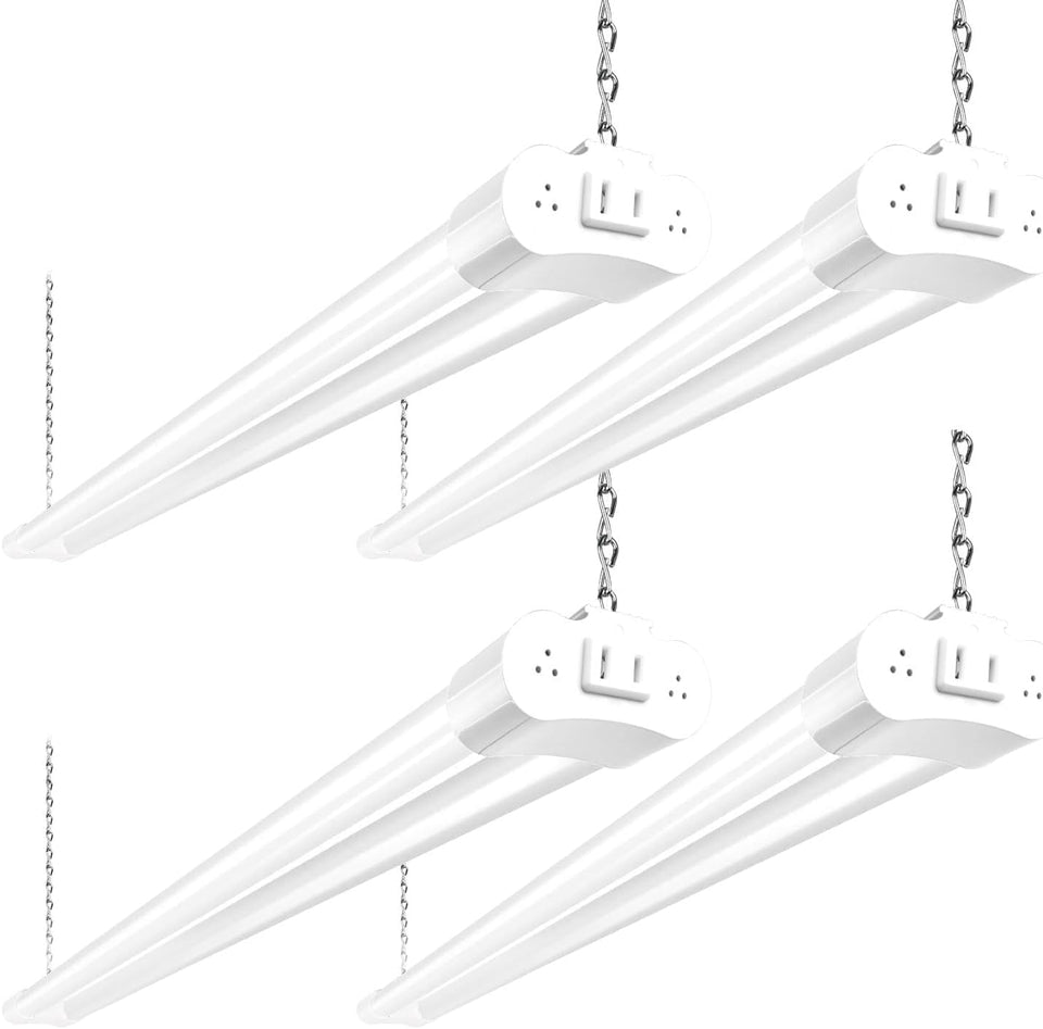 Hykolity 4ft linkable shop light setup delivering bright, efficient workspace illumination.