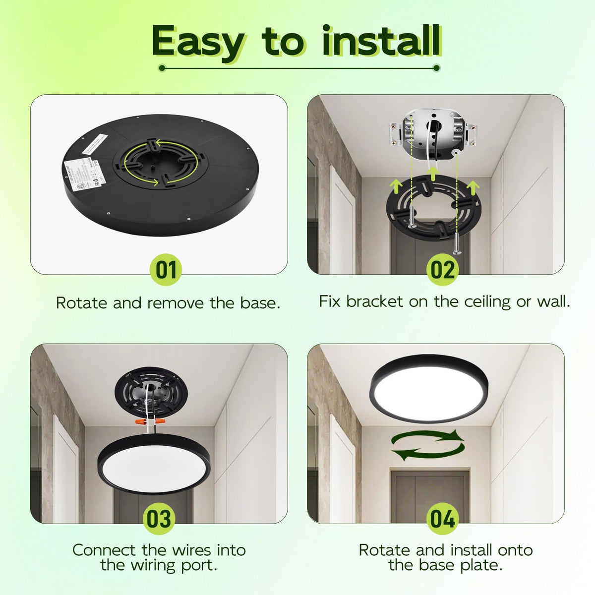 Hykolity slide and lock bracket enables quick, safe mounting.