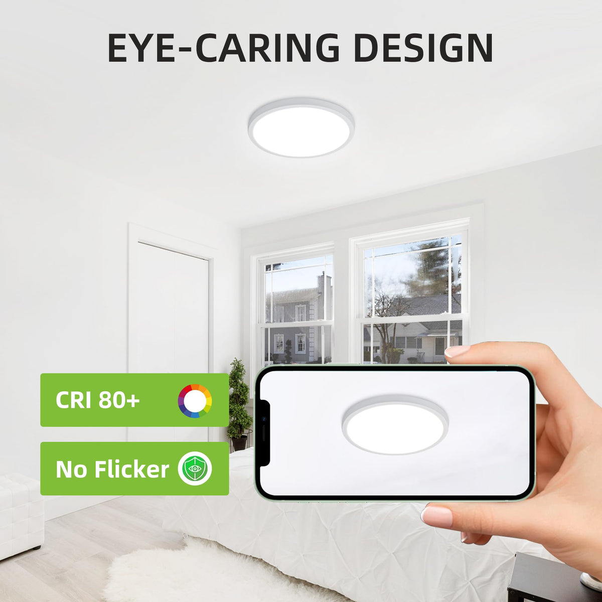 Hykolity bedroom panel creates soft, relaxing ambiance.