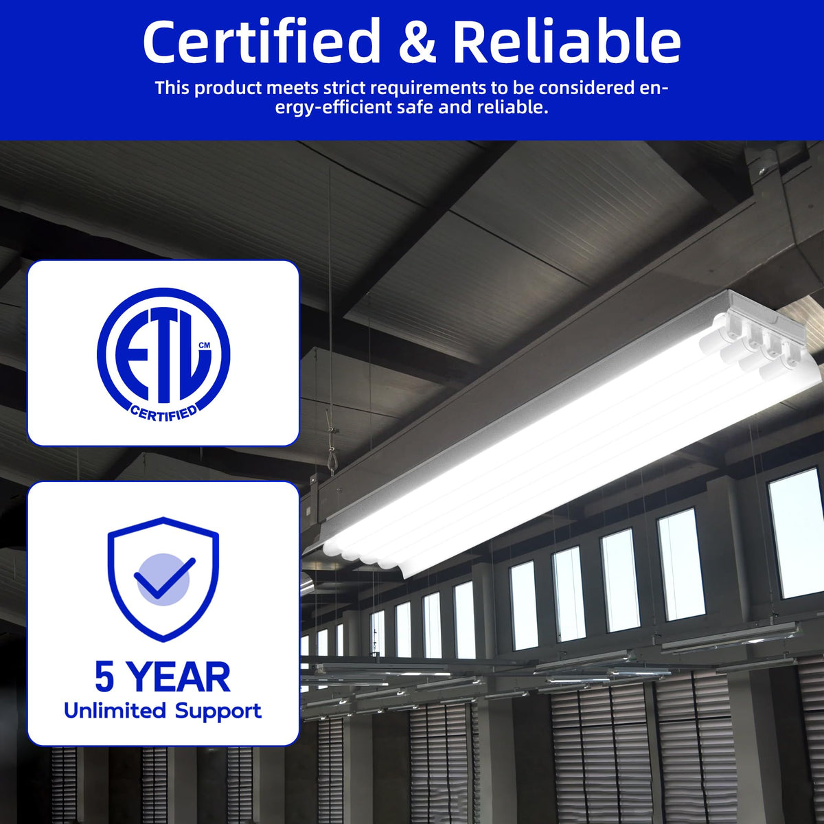 Ceiling fixture with Hykolity ballast-bypass T8 tube in use
