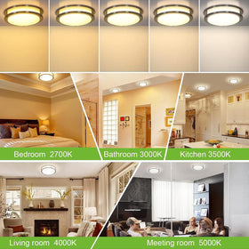 Hykolity flush-mount design sits close to ceiling for closet clearance.