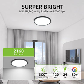 hykolity edge-lit flush-mount panel light highlights clean lines in a room