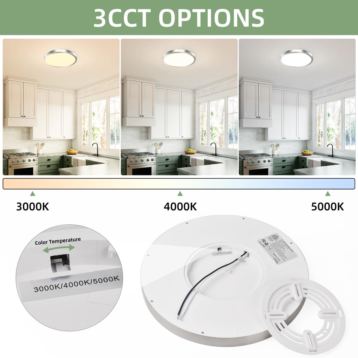 Hykolity flush mount ceiling light with installation bracket
