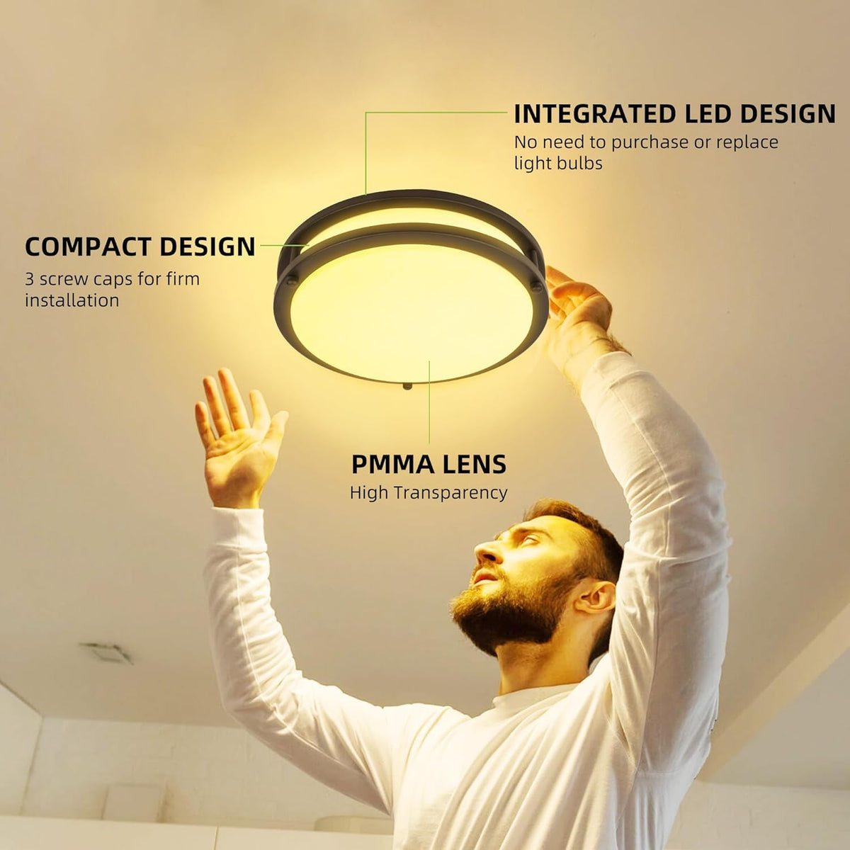 Hykolity 4000K bright white, front view, energizing workspace illumination.
