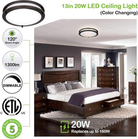 Hykolity flush-mount LED ceiling light, black finish, sleek look for hallways.
