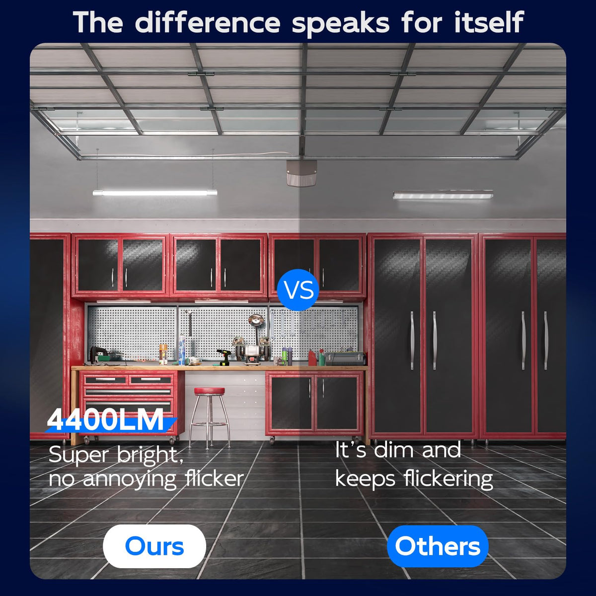 Hykolity hanging chain included for easy overhead mounting.