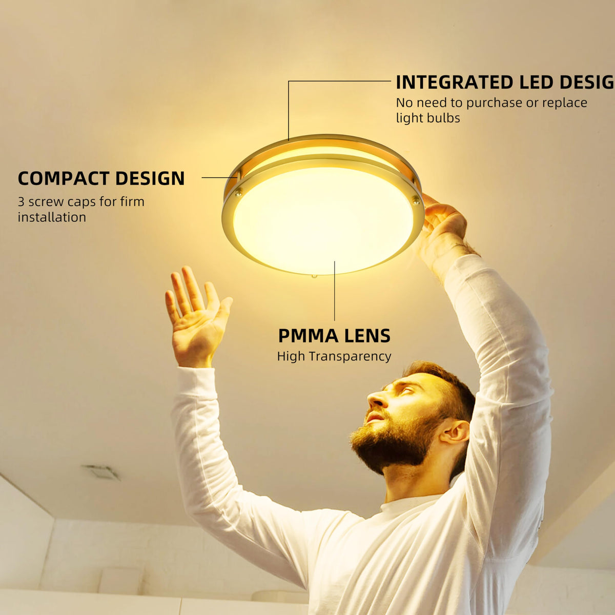 Hykolity LED ceiling light at 2700K warm white for cozy kitchens or living spaces.