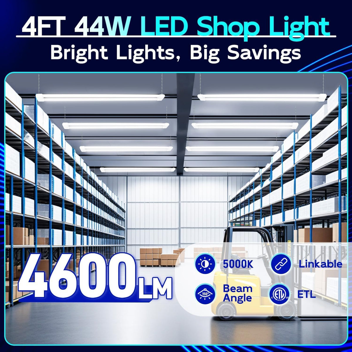 Hykolity ETL-certified LED shop light in white finish