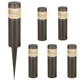 Hykolity low-voltage bollard round front view highlights pathway lighting benefits.