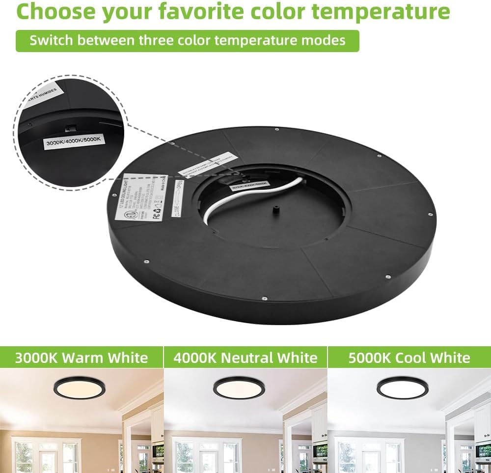 hykolity 12in round LED panel light 3000K creates warm living room ambience