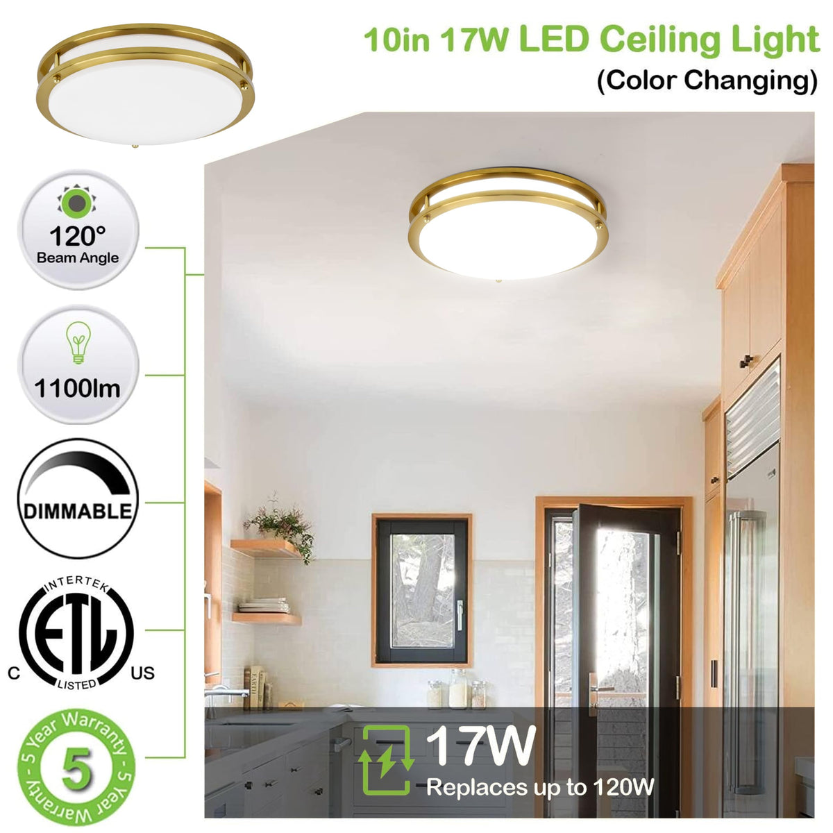 hykolity Saturn 10-inch LED ceiling light kitchen use scenario.