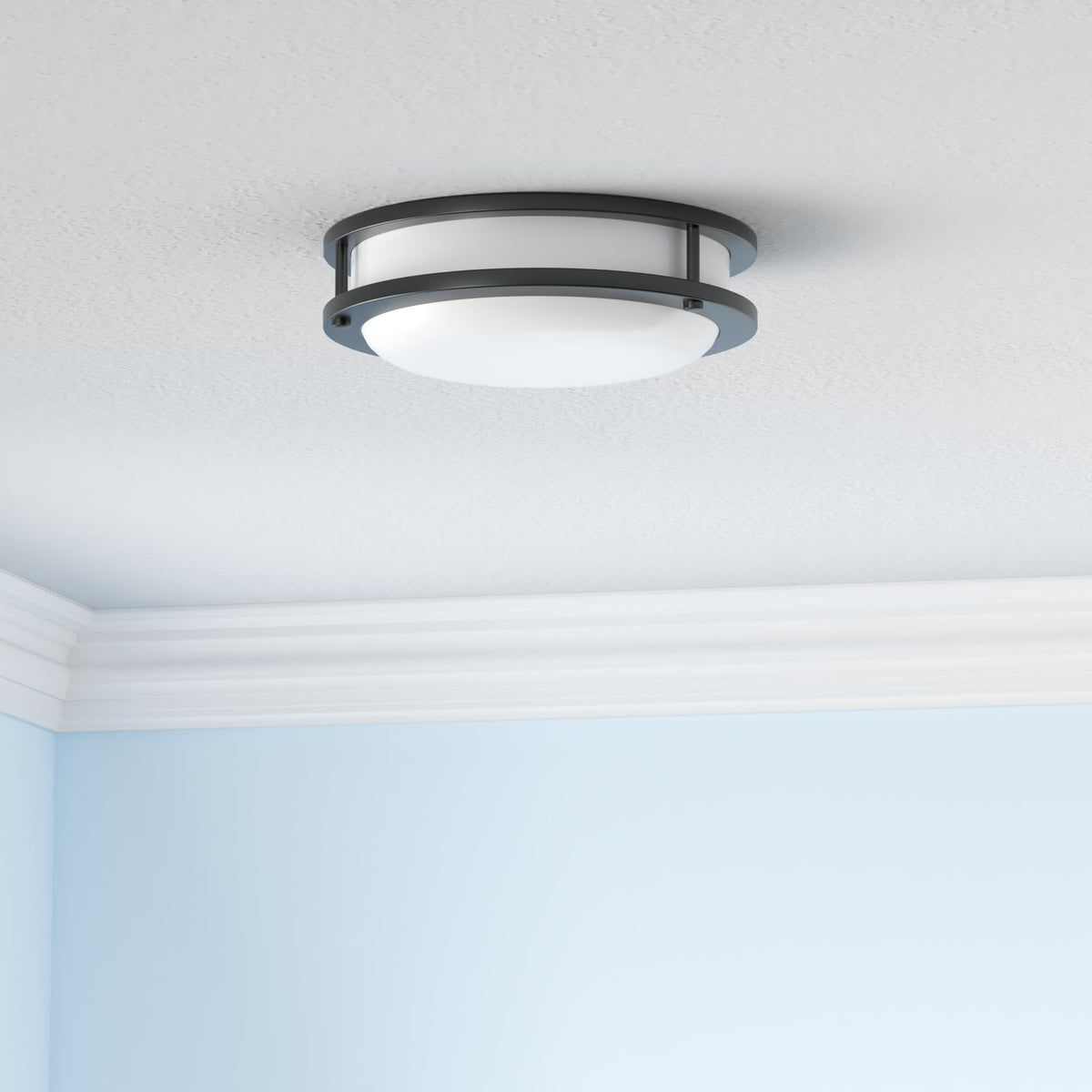 Hykolity Saturn black metal frame on a flush-mount ceiling light