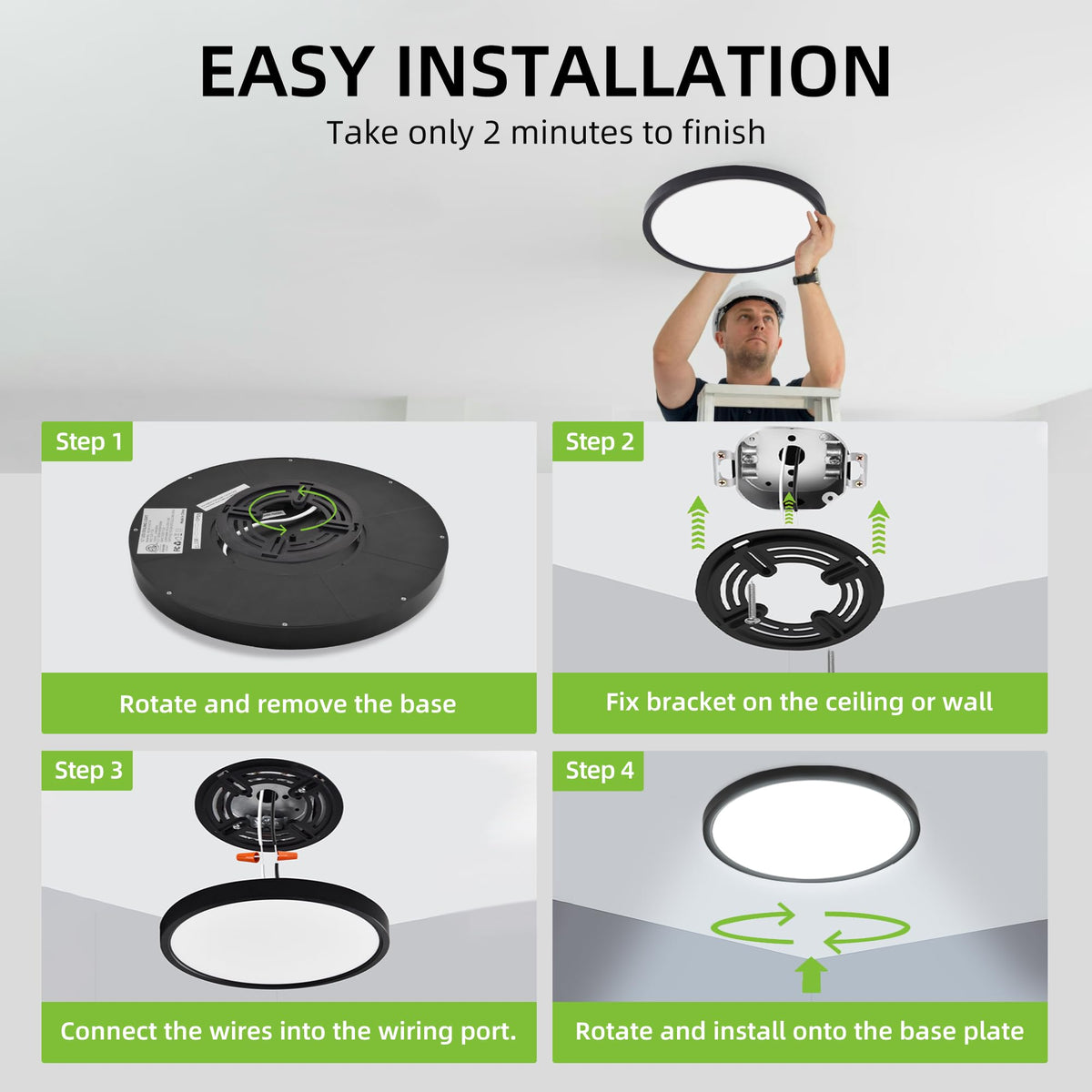 hykolity sliding-lock bracket makes flush-mount installation quick and safe