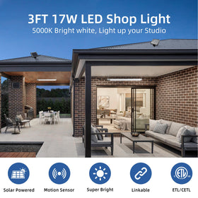 hykolity solar-powered shop light assembly offers flexible setup anywhere.