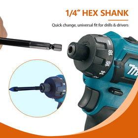 HYMNORQ 1/4-inch hex shank enables secure, fast bit changes