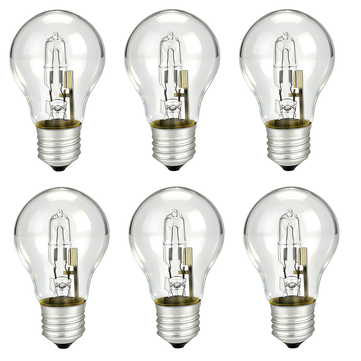 Hyparade 6-pack halogen bulbs ready for quick replacement in table lamps.