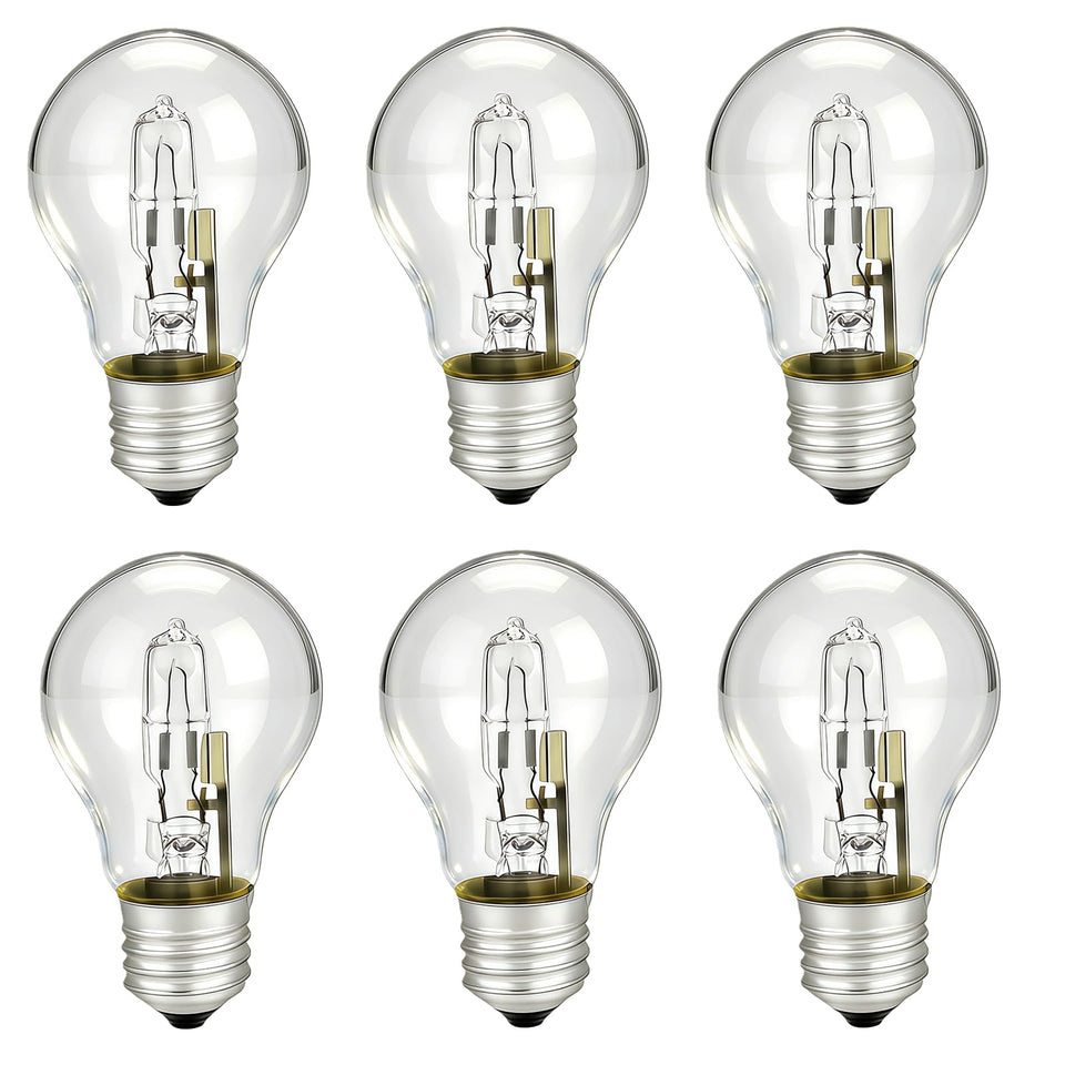 Hyparade 6-pack halogen bulbs ready for quick replacement in table lamps.