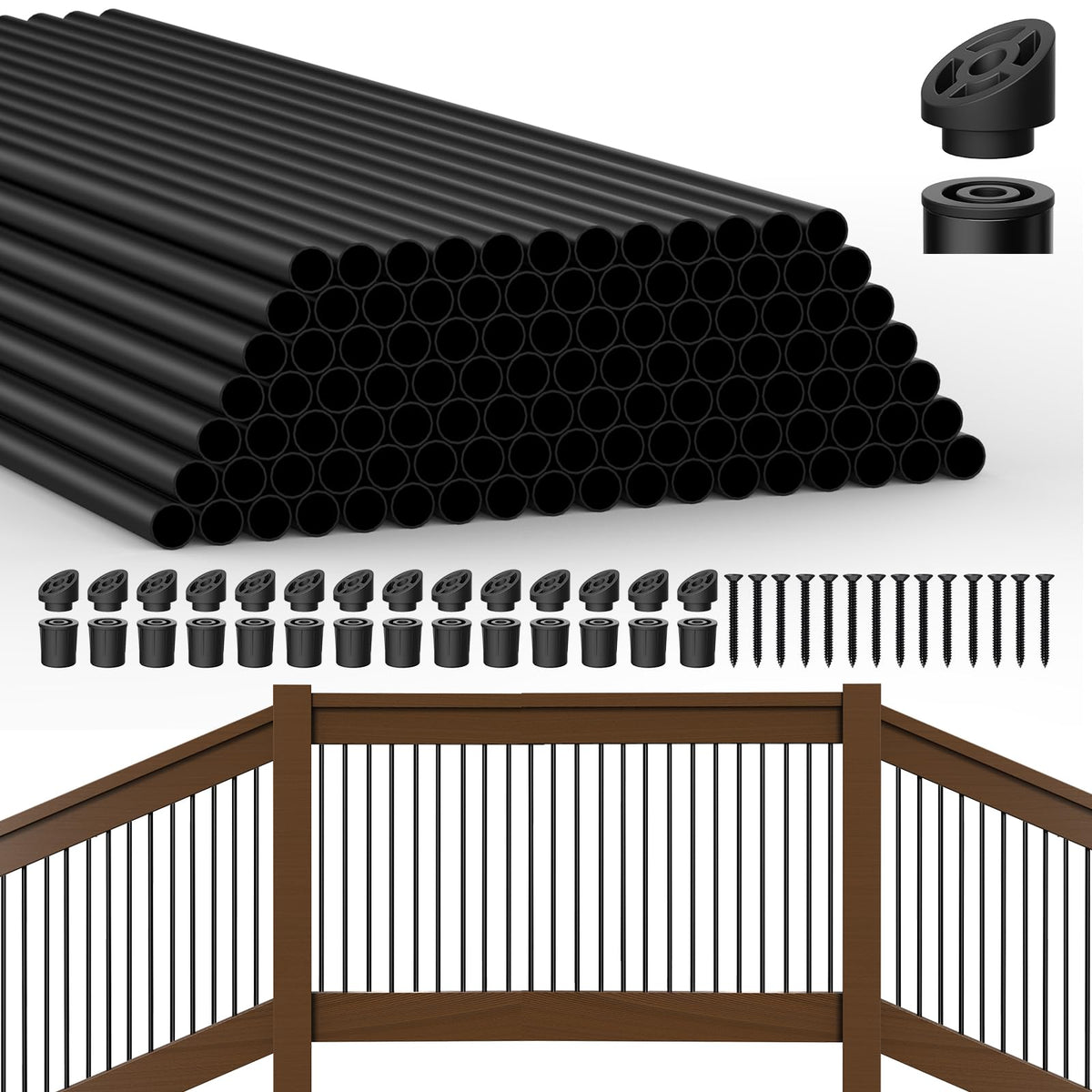 Hypergiant 105-pack balusters for 26-inch deck rails in durable aluminum.