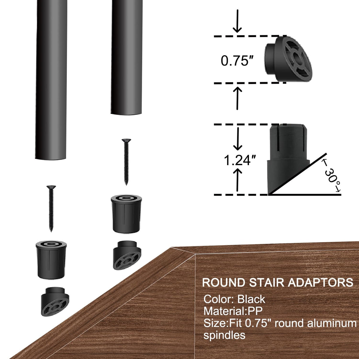 Hypergiant 3/4-inch round baluster black for sturdy railings.