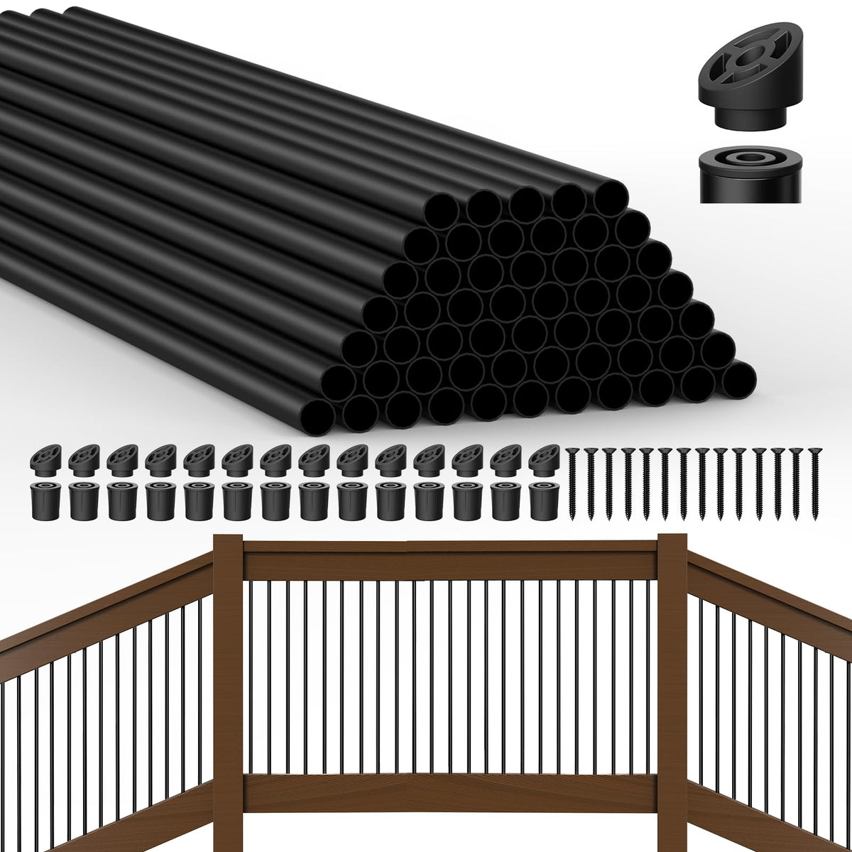 Hypergiant 56-pack balusters in black for durable outdoor railing installation.