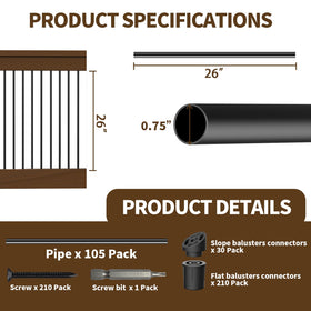 Hypergiant flat-connectors for quick railing installation.