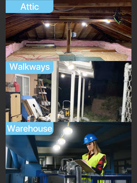 HYPERLITE flexible lighting layout for attic, stairwell, or storage areas.