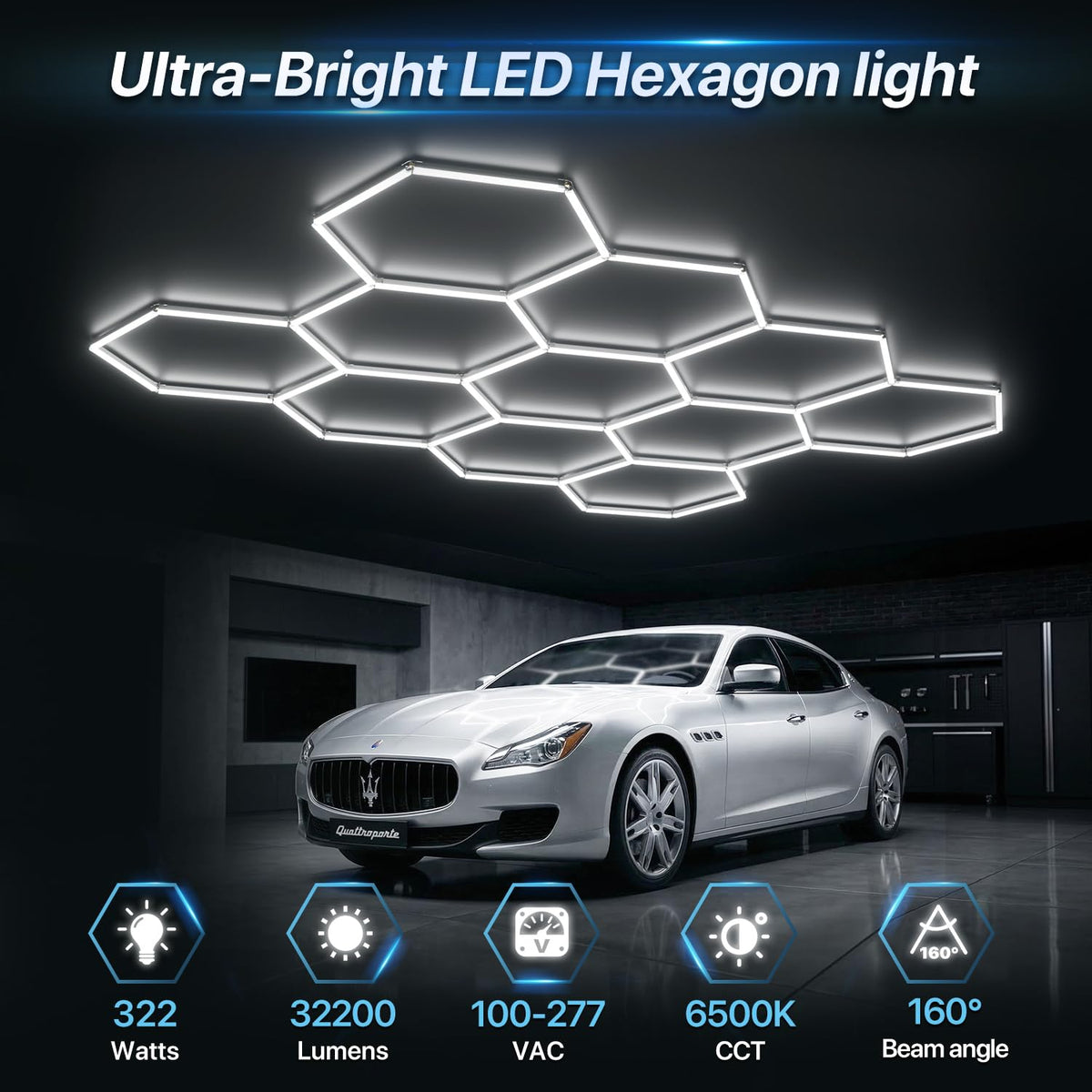 HYPERLITE Gen 2 hexagon light dimmable feature enables precise task lighting