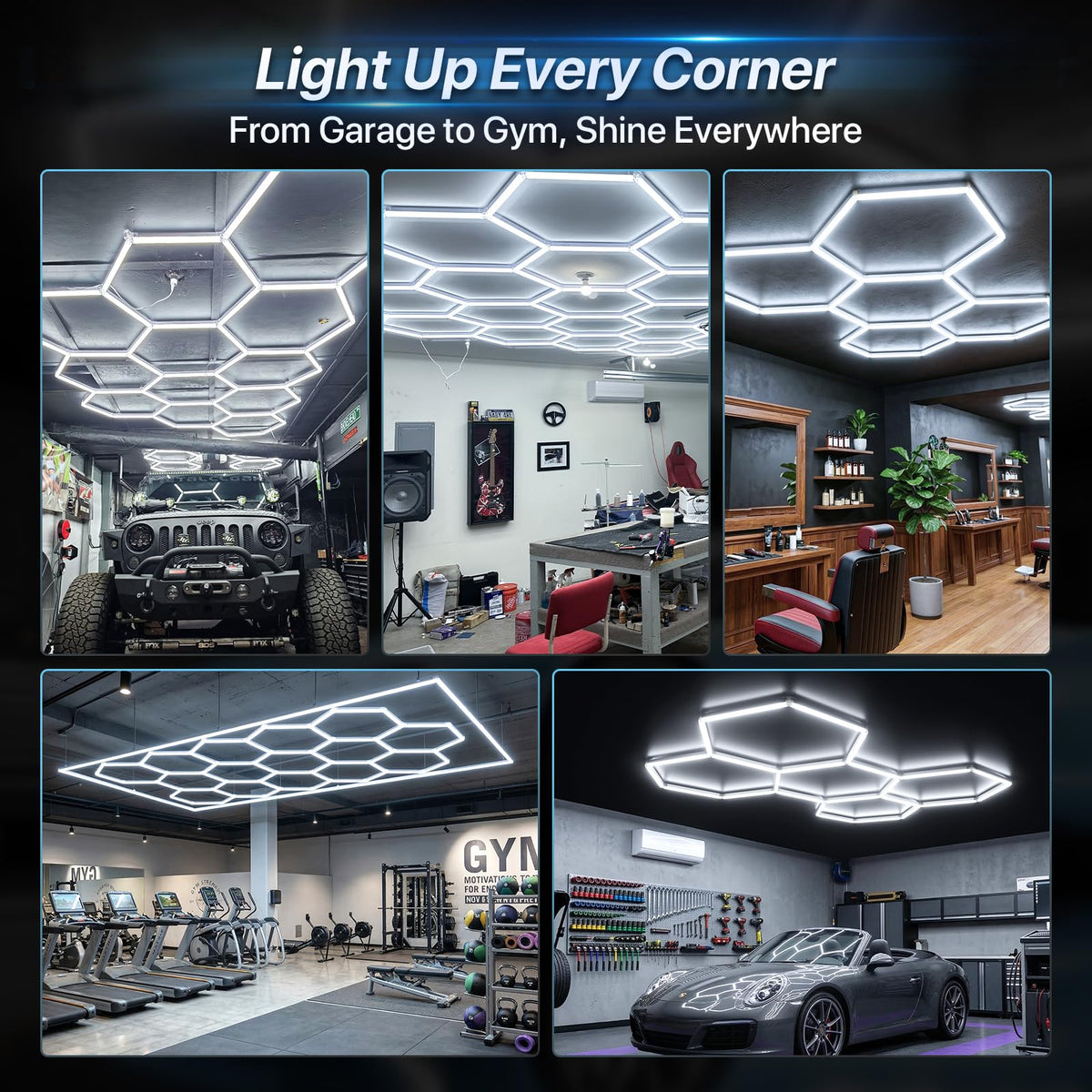 HYPERLITE Gen 2 hexagon light grid-compatible for customizable layouts