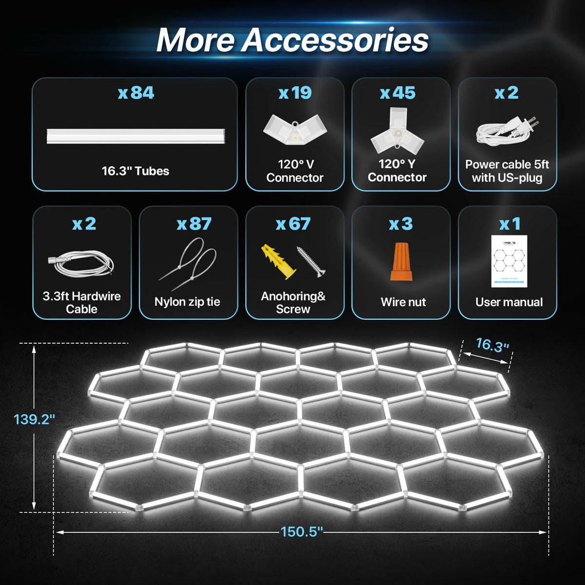 HYPERLITE Gen II hexagon light PC lens reduces glare