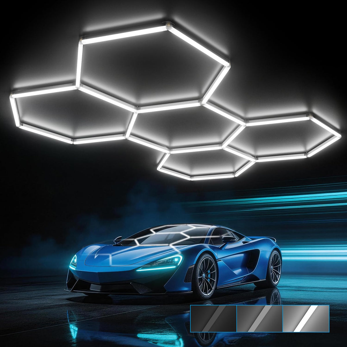 HYPERLITE Gen 2 hexagon light during assembly for easy garage installation.