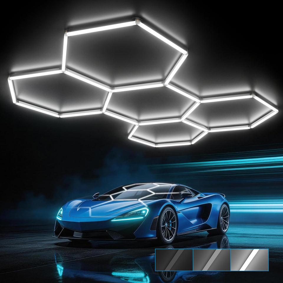 HYPERLITE Gen 2 hexagon light during assembly for easy garage installation.