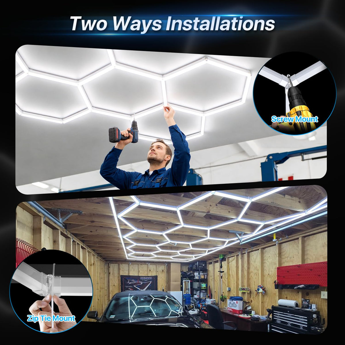 Garage workspace with clear visibility for car detailing and workshop tasks.