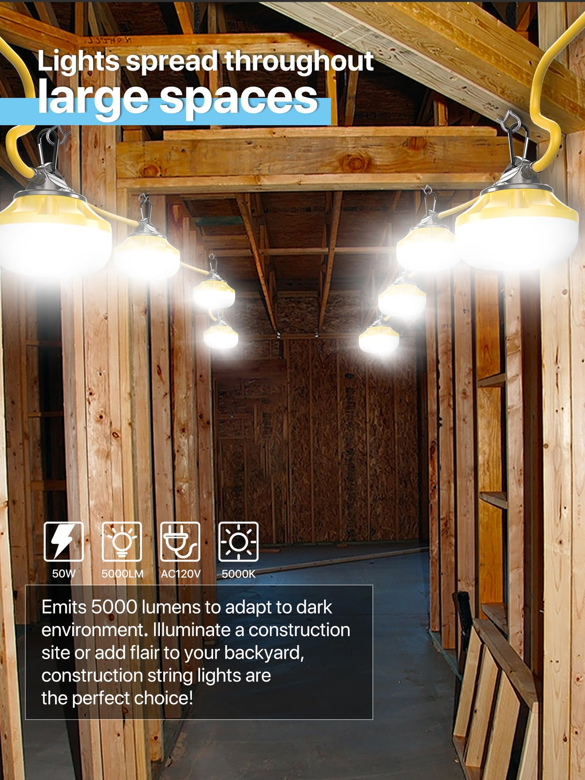 HYPERLITE IP65 waterproof LED string lights suitable for outdoor use in wet conditions.
