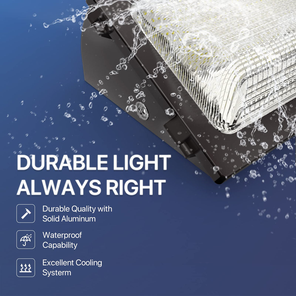Patio and yard lighting using Hyperlite 120W wall pack for even coverage.