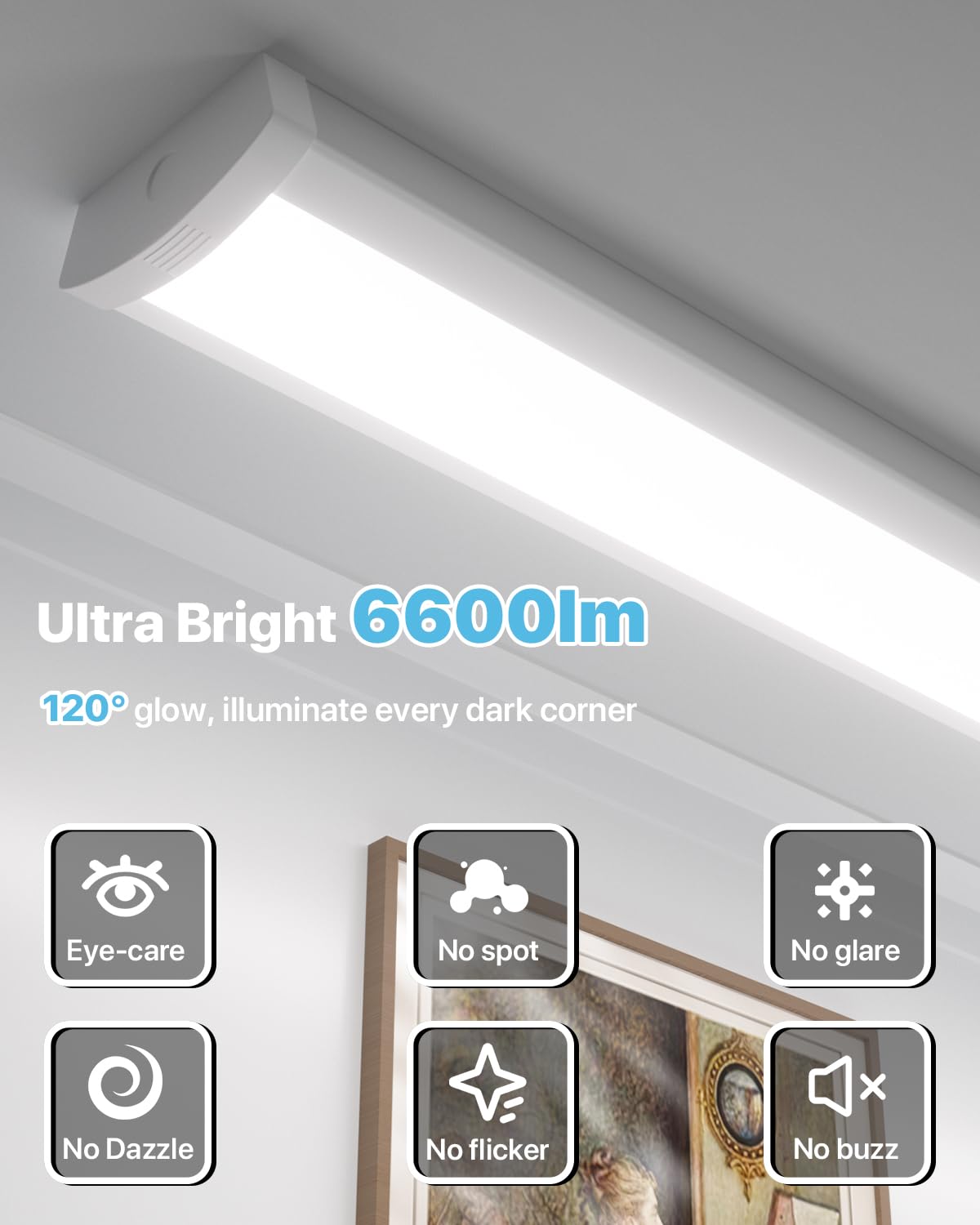 Hyperlite low-profile 4ft wraparound light blends with ceilings