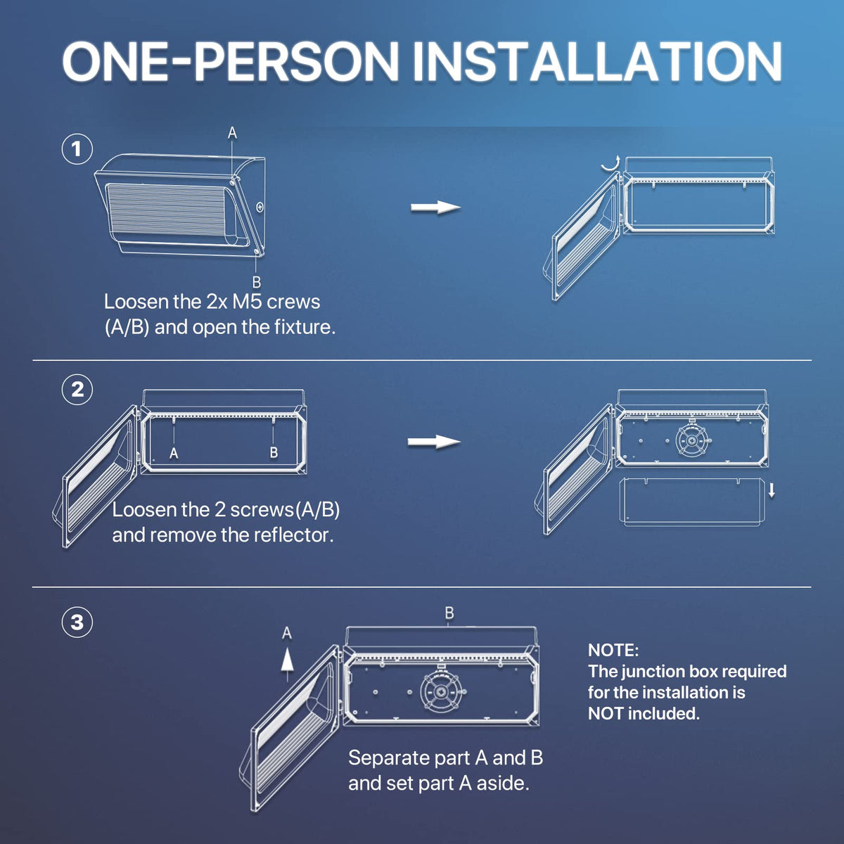 Durable outdoor wall pack by Hyperlite for garage and exterior walls.