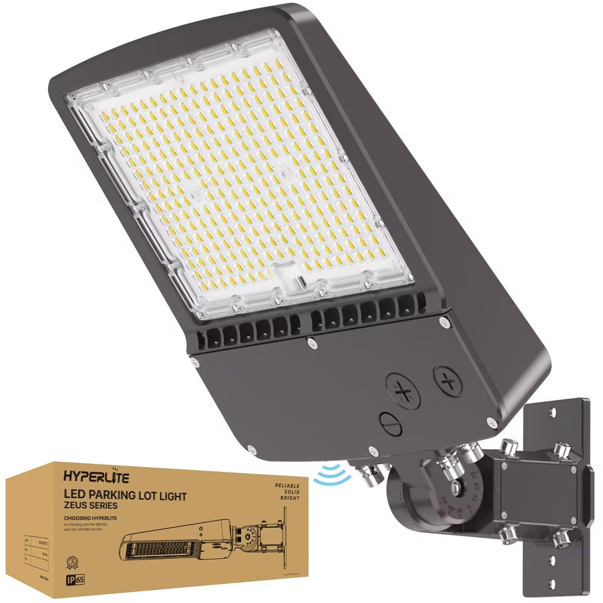 HYPERLITE 200W parking lot light front view bright outdoor illumination