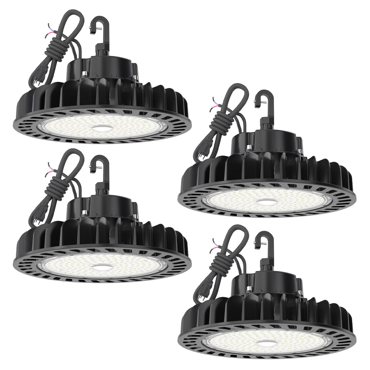HYPERLITE UFO high bay light front view showing bright 21,750 lumens for warehouses.