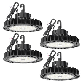 HYPERLITE UFO high bay light front view showing bright 21,750 lumens for warehouses.