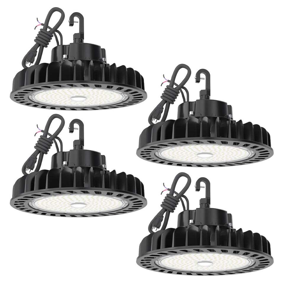 HYPERLITE UFO high bay light front view showing bright 21,750 lumens for warehouses.