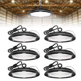 HYPERLITE UFO high bay light front view with compact aluminum housing for efficient cooling