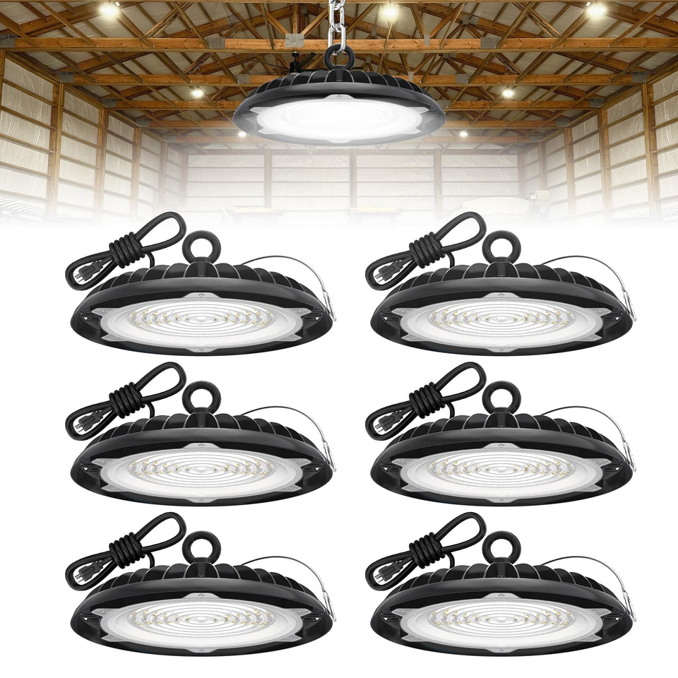 HYPERLITE UFO high bay light front view with compact aluminum housing for efficient cooling