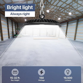 HYPERLITE UFO high bay light illuminating a workshop space for precise tasks