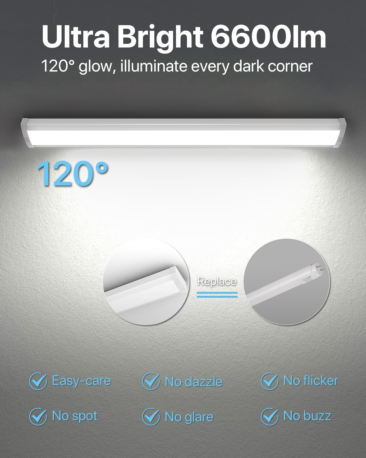 Hyperlite wraparound 5000K daylight lighting for clear workspaces.